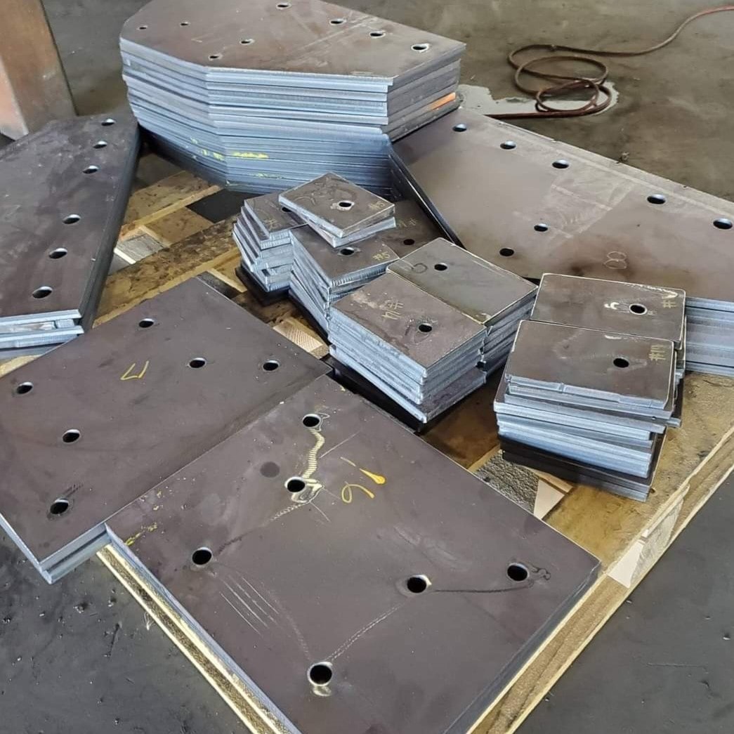 CNC plasma cutting 1-inch steel plate at Pacific Roll Riverside CA